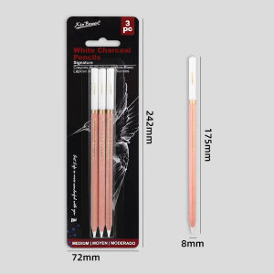 3Pcs Professional White Charcoal Pencils Set Sketch Highlight White Pencils for Drawing Sketching Shading Blending White Chalk Pencils for Beginners & Artists