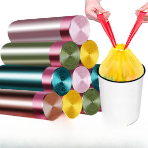 Garbage Bag for Household Use Portable Thick Drawstring Plastic Bag with Closure Garbage Storage Bag