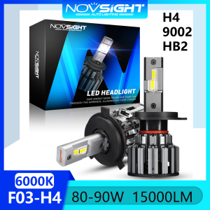 2pcs Novsight F03 HB2 9003 H4 LED Headlight Bulb 80~90W 15000LM 6000K White Super Bright LED Light for Car High Beam/Low Beam Plug and Play 2 Years Warranty Free Shipping