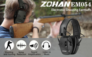 ZOHAN เครื่องป้องกันหูครอบหูลดเสียงรบกวนแบบแอกทีฟสำหรับป้องกันการได้ยินช็อต NRR26db เครื่องป้องกันหู