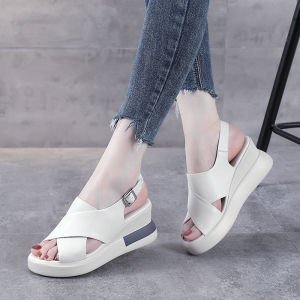Women Summer Breathable Slip On Walking Shoes Thick Sole Comfortable Sandals Leather Sandals for Women