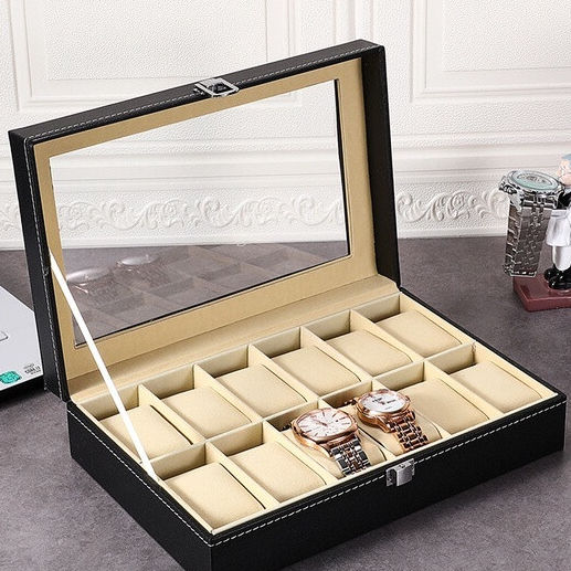 Watch Box Wrist Watches Storage Box Display Storage Organizer Leather ...