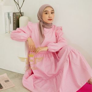 ALULA TUNIK - RUFFLE - MOTIF KOTAK - PAKAIAN WANITA TERBARU 2021 KEKINIAN - BAJU MURAH - BISA COD