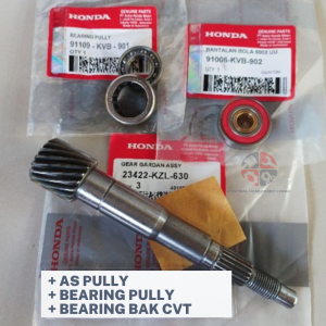 PAKET BEAT AS PULLY+BEARING PULLY+BEARING BAK CVT BEAT FI/VARIO 110 FI/SCOOPY FI/SPACY FI / AS PULY + BEARING BAK CVT / AS PULY+BONUS BEARING CVT HONDA BEAT FI SCOOPY SPACY VARIO 110 FI / AS PULLY BELAKANG KZL PULI PULLI PULY SHARF DRIVE / LAHAR LAHER