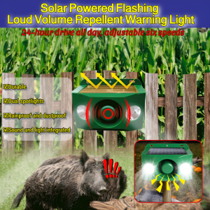 Scare Wild Boar Repellent Solar Alarm Light Dog Barking Loud Volume Waterproof Siren Outdoor Farm Repellers 野猪驱赶器
