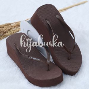 Wedges Spons Polos Warna COKLAT Ukuran 36-42 Tinggi 6cm | Sandal Jepit Spons Gak Mudah Gembos | Wedges Jepit Dewasa Hak Tinggi