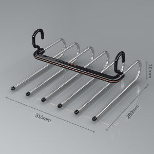 【Ready Stock】Magic 6 Layers Pants Hanger Space Saving Closet Organizer Multifunction Folding Trousers Hanger Hijab & Scarf Storage Rack Horizontal  & Vertical Use
