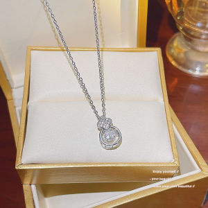 good 999 18K SILVER Titanium steel Geometric and Dynamic Zircon Design Sense Necklace N7092