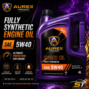 AUREX 5W40 (4 Liter) Fully Synthetic Engine Oil API SQ CK-4 -Proton Toyota Perodua Honda Nissan