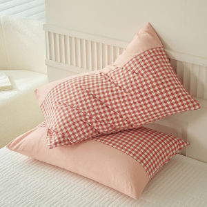 SUNLIGHT HOME 2 Pieces Cotton Plaid Pillowcase1 Pair Contrasting Color Pillow CaseBreathable Pillow Cover
