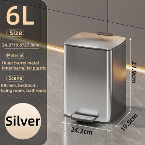 12L Premium Stainless Steel Tall & Thin Pedal Trash Can Bathroom Toilet Kitchen Bin