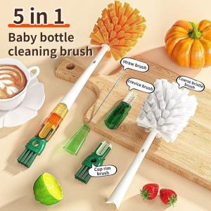 5 In 1 Baby Bottle Brush Bottle Cleaner Set Nipple Straw Cleaner Multifunction Tumbler Brush