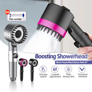 [SG Seller]Bathroom High Pressure Showerhead with Filter Bathroom Shower Head Water Saving One-Key Stop High Pressure Showerheads
