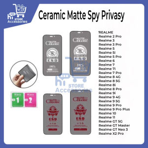 For Type HP Realme 2 / 3 / 5 / 5i / 6 / 7 / 7i / 8 / 8i / 9 / 9i / 10 / 11 / 12 / 13 / GT / X2 / 4G / 5G / Pro / Plus / Master / Neo | Tempered Ceramic Film Spy Privacy Matte TG Anti Gores Pelindung Layar Handphone Dove