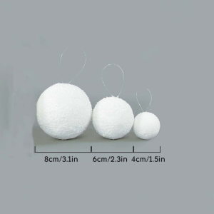 8/6/4cm White Christmas Ball Christmas Tree Ornament 6Pcs Shatterproof PE Foam Snowball Christmas New Year Party Home Decoration