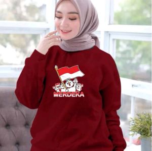 Sale Spesial Sweater Pria Wanita Merdeka Kaos Dirgahayu Indonesia Crewneck 17 Agustus Sweter Garuda