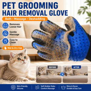 Pet Grooming Gloves Dog Bathing Glove Cat Deshedding Glove Massage Hair Removal Tool Pet Bath Accessories Silicone Scrubber Mitt