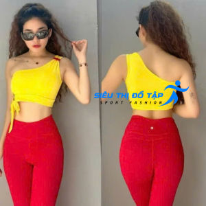 Áo Lệch Vai Phối Dây Thắt Nơ Xinh Xắn Thích Hợp Đi Tập Gym Yoga Erobic
