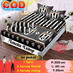 Sprei Anti Luntur Ukuran 180x200x20 cm Motif juventus 2 Sarban 2 Sargul Korean Style Bahan Polymicro