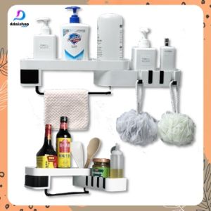 Rak sabun kamar mandi dinding rak sudut serbaguna rak bumbu dapur penyimpanan gantung tempel