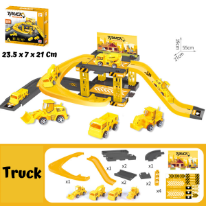Parking Lot Rail Car Mainan Anak Track Set - Diecast Mobil Dino Truk / Mainan Anak Laki-Laki Rel Helikopter / Railcar Way Set City Police / DIY City Konstruksi Truck / Mainan Edukasi Anak