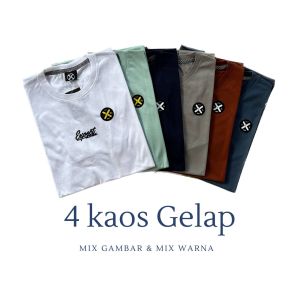 Paket hemat 100k dapat 4 kaos pria wanita dewasa ukuran big size jumbo ukuran XXL XXXL XXXXL