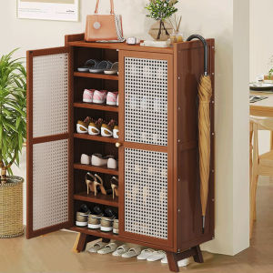 Shoe Cabinet Multifunctional Rattan Door Shoe Cabinet Dustproof Shoe Storage Cabinet Large Capacity Storage Cabinet