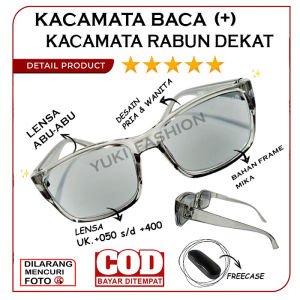 Kacamata Baca Plus Frame Abu Bening Lensa Anti silau Matahari Ready Ukuran +0.50 sampai +4.00 Full Rabun Dekat Cocok Untuk Pria Wanita Orangtua Dewasa - ADA KOTAK KACAMATA