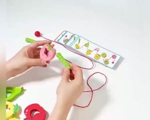 Educrateph Worm eats Fruit Lacing Game – Montessori Threading Toy for Toddlers (3+)
