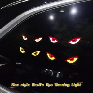 Solar Powered Demon Eye LED Type-C Charging Ambient Lamp Dynamic Blinking Warning Light for Car