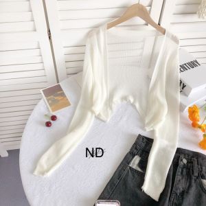 ÁO CARDIGAN ÁO KHOÁC MỎNG LEN DÁNG NGẮN COPTOP NGANG LƯNG DÀI TAY MẶC KÈM ÁO VÁY 2 DÂY THỜI TRANG HOT TREND