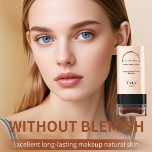 TVLV Facial Foundation Stick With Brush Foundation Cream Long-Lasting High Concealer Foundation Stick