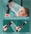 Elegant High-Pressure Stainless Steel Shower Head with 5 Spray Modes and Easy One-Key Stop Button. 