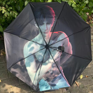 XY Htg Love And Deepspace Sylus ร่มอัตโนมัติพับร่มกันฝนกาวสีดําป้องกันแสงแดดป้องกันรังสียูวี YX