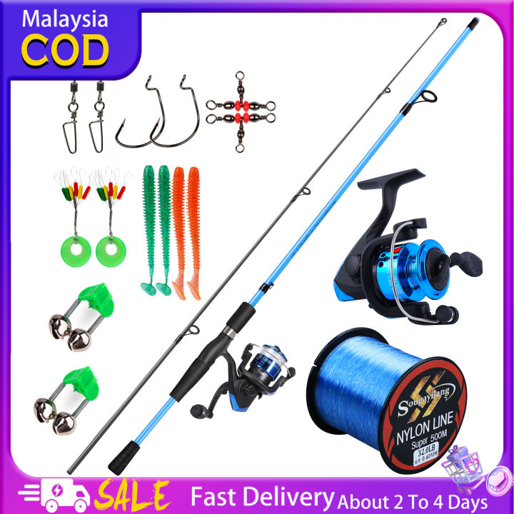 Malaysia 2 Pieces 1.8M Fishing Rod and Reel Set with Fishing Line