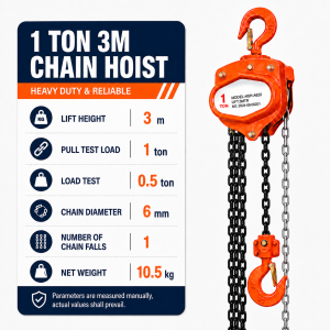 Dekes Chain Block 1/2/3T Small Pulley Block Lever Hoist Manual Chain Hoist Heavy Duty Lifting Tool 3/6/9M
