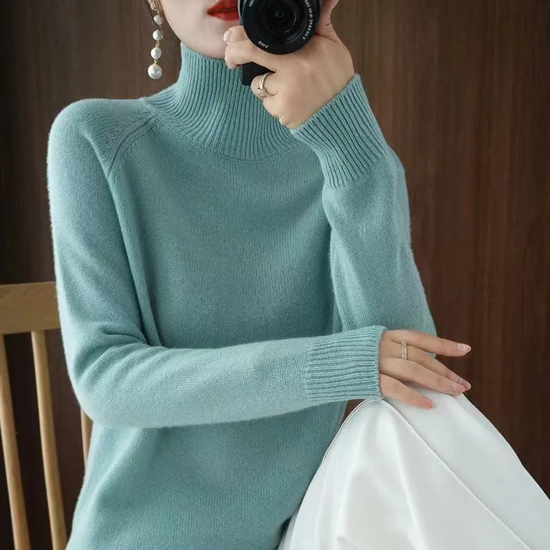 Turtleneck Cashmere Sweater Women Winter Cashmere Jumpers Knit Female Long  Sleeve Thick Loose Pullover