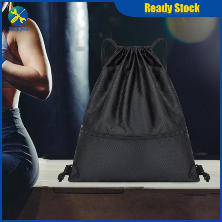 tachiuwa Sports Drawstring Backpack Durable with Front Zipper