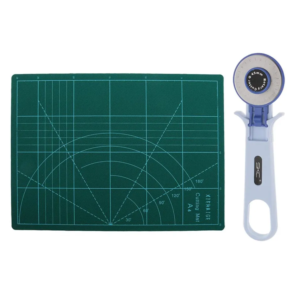 Fityle 45mm Rotary Cutter and A4 Grid Frame Cutting Mat No Slip Surface  Sewing Fabric Paper Leather Quilting Patchwork Tool