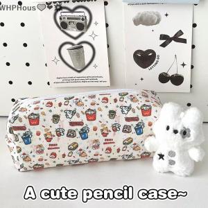 WP💓💛💖 Cute Burger Dog Printed Pencil Case Large Capacity Portable Storage Bag Stationery Makeup Bag Gifts