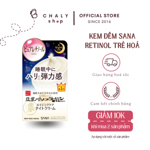 Kem đêm chống lão hoá phục hồi da với retinol Sana Nameraka Wrinkle Night Cream 50g Nhật