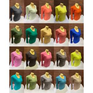 เสื้อคอกลมแขนยาว เต็มตัว (ผ้าคอตตอน) เสื้อยืดคอกลม แขนยาว เต็มตัว สีพื้น ทรงสวย (สิ้นค้าขายดี)