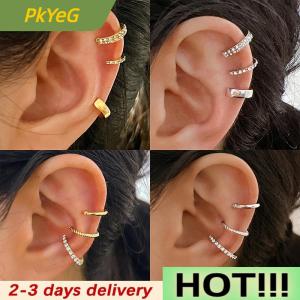 PkYeG 3PCS Fashion Delicate Zircon Cute Ear Clips Ear Cuff No Earrings Cartilage Ear Clip For Women Jewelry