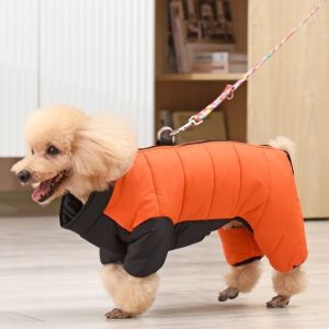 VCH Thicken Dog Down Jacket Warm Windproof Dog Jumpsuit Coat Dog Cotton Jacket with D-ring Puppy Ski Suit Autumn Winter