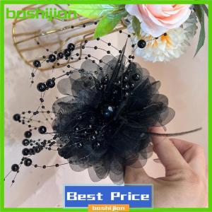 bashijian Fashion Mesh Flower Hair Claw Women Shark Ponytail Clip Headdress Temperament Tassels Headwear