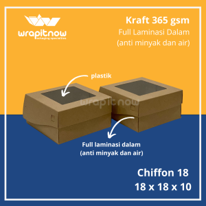 (Isi 10) Dus Kraft 18x18x10 // box cupcake kotak muffin pudding chiffon pie buah dos kraft box kraft