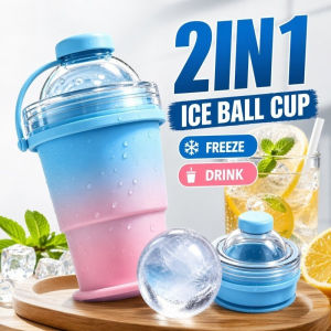 Silicone Ice Ball Cup Foldable Portable Tumbler Ice Mold Leakproof Straw Reusable Drink Cup