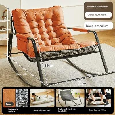 GOLD Rocking chair Single sofa chair Kerusi Malas Kerusi goyangSofa bed bench chair sofa recliner chair Lazy sofa bedroom living room Lounge Chair摇椅