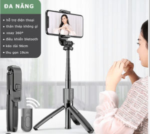 Gậy chụp hình tripod 3 chân livestream xoay 360 độ R1 có remote