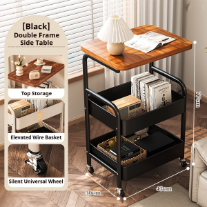 XUXU Mobile Storage Rack With Wheels Snack Rack Coffee Table Small Cart Storage Bedside Table Sofa Side Table Moisture-proof Multi Functional Shelf